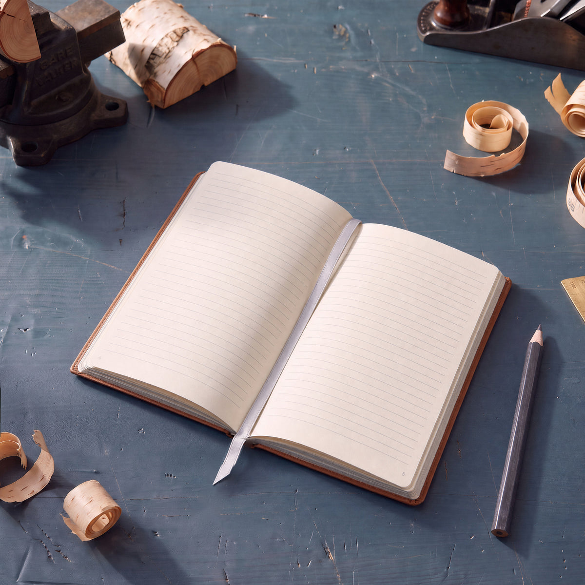 Biscotti Tan Heritage journal — open to a spread