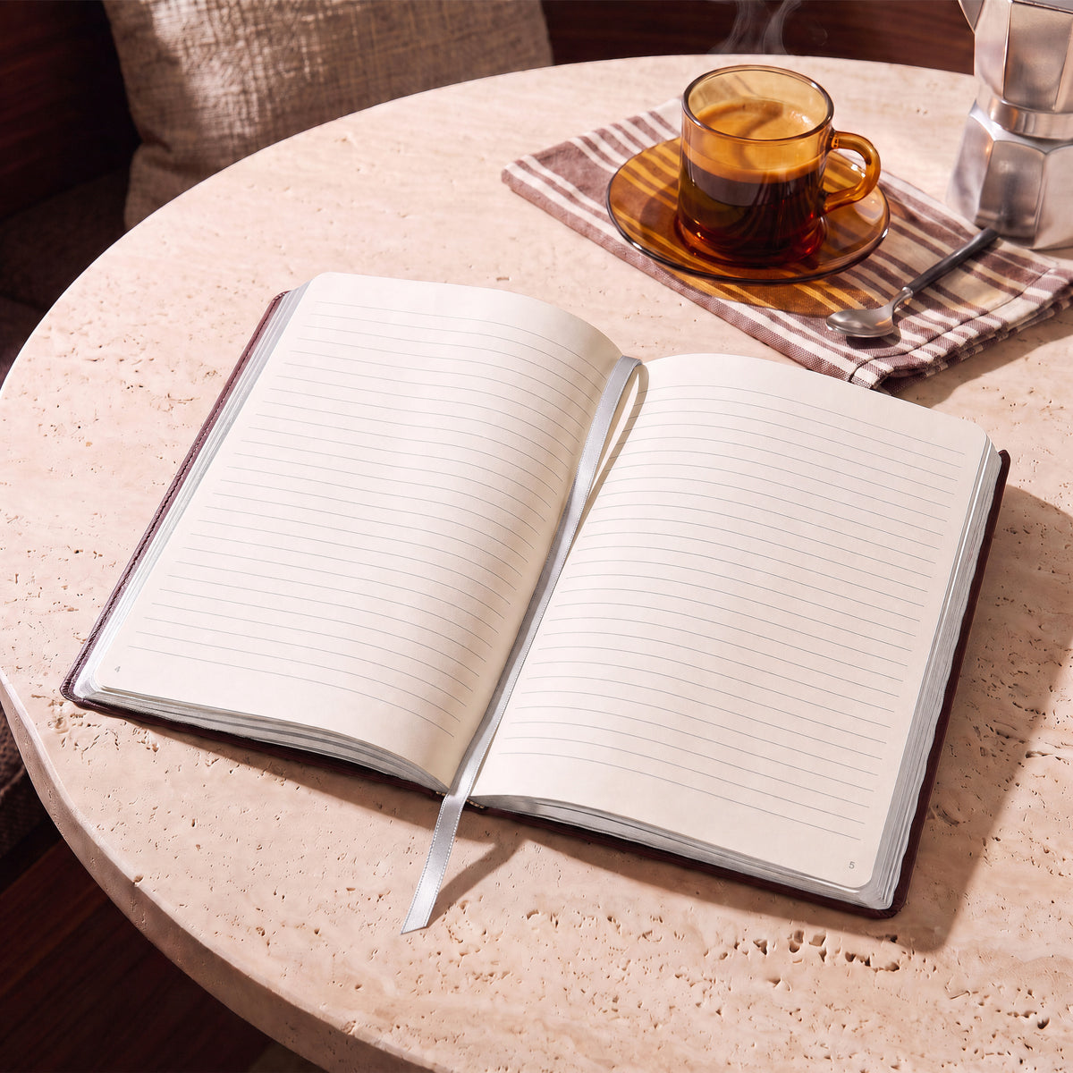 Cacao Brown Heritage journal — open to a spread