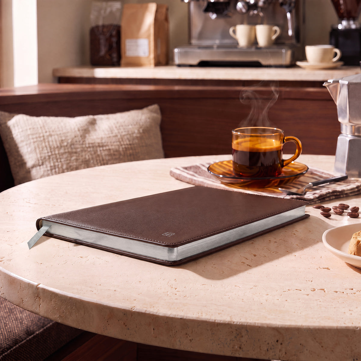 Cacao Brown Heritage journal — side profile