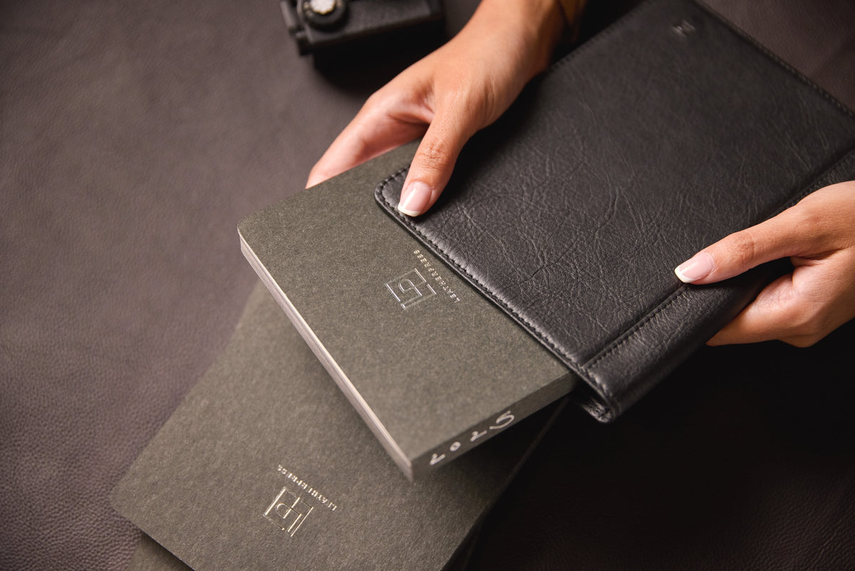 Fedora Black Refillable Leather Journal — view 4