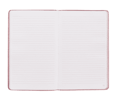 Open Quartz Pink leather notebook